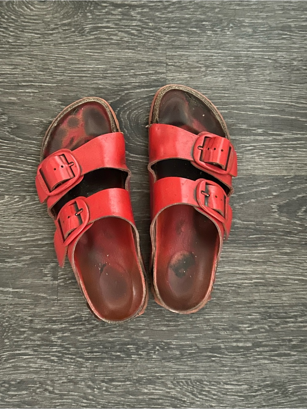 Red Patent Leather Birkenstock Sandals 38